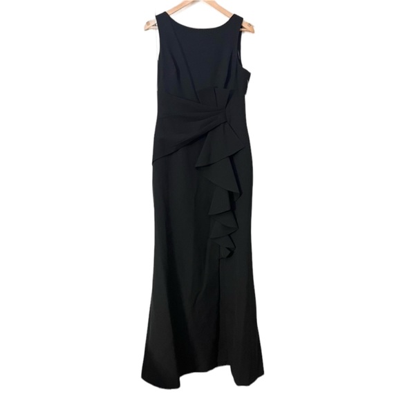 Eliza J Sleeveless Cascading-Ruffle Gown Black size 6 NEW - Picture 4 of 11